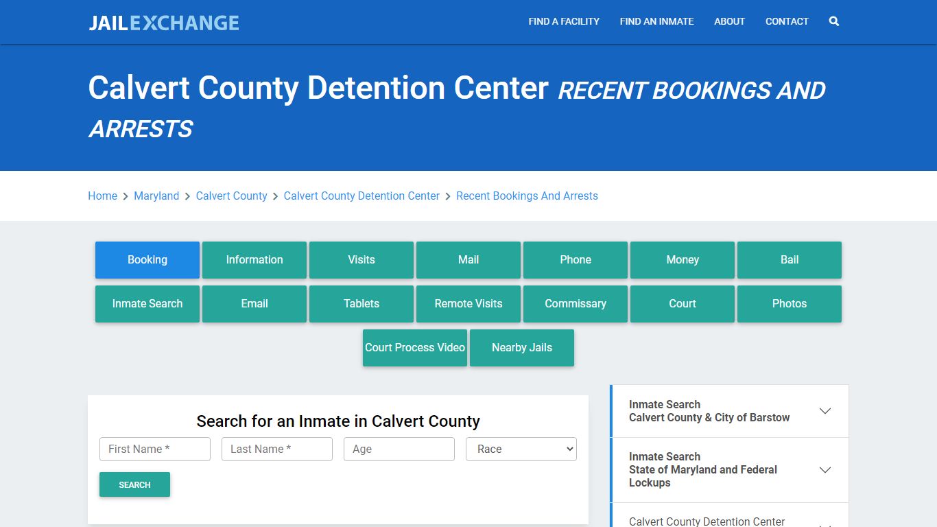 Calvert County Detention Center Recent Bookings And Arrests - Jail Exchange