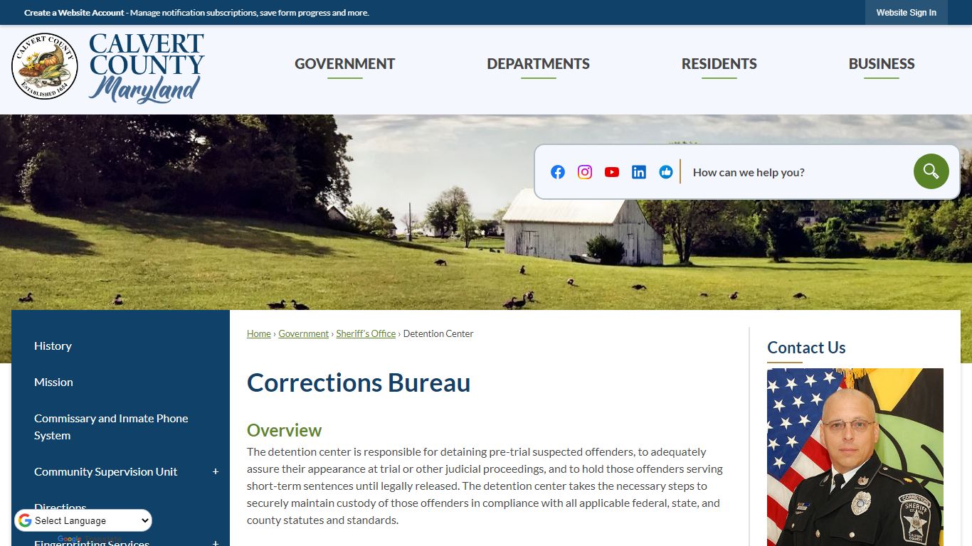 Corrections Bureau | Calvert County, MD - Official Website